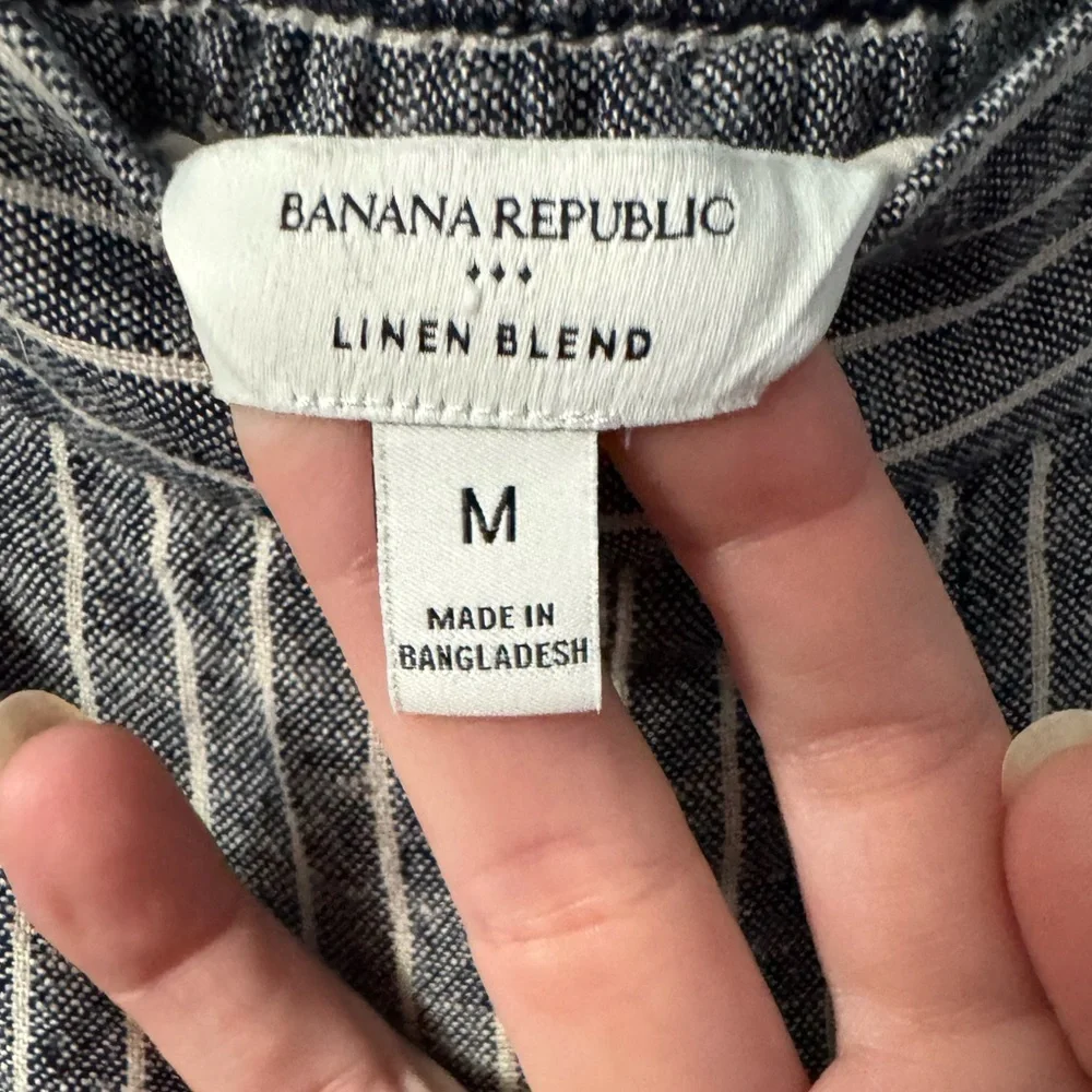 Banana Republic Linen Blend High Rise Striped Wide Leg Cropped Pants